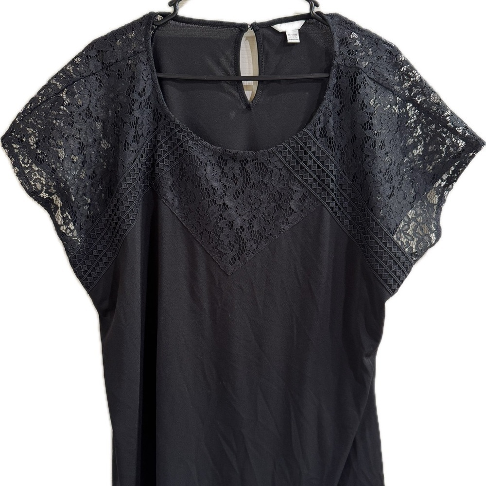 Cato Black Lace Accent Blouse